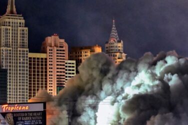 Las Vegas says goodbye to Tropicana with flashy casino implosion